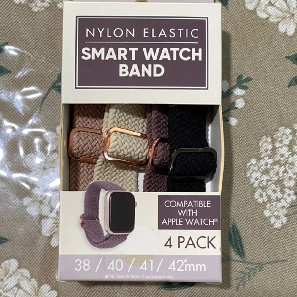 Nylon Elastic Smartwatch Band Set - Black, Brown, Tan, Cream